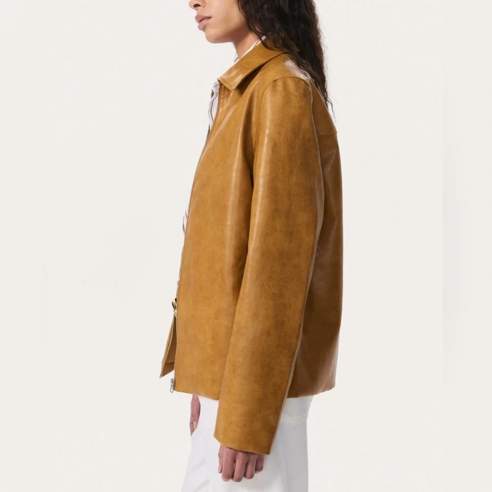 NWT $628 rag & bone Jordie Leather Jacket in Camel Large